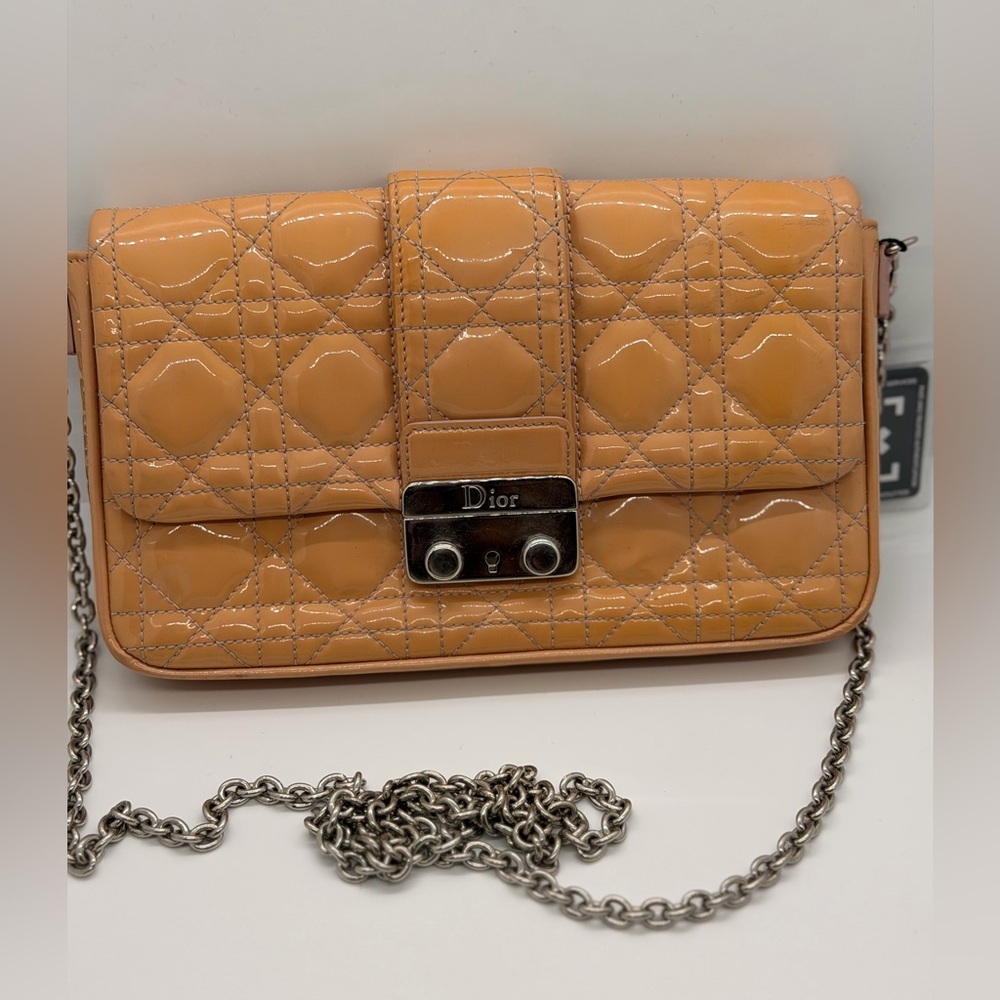 Authentic Dior Glossy Patent Orange Crossbody Bag